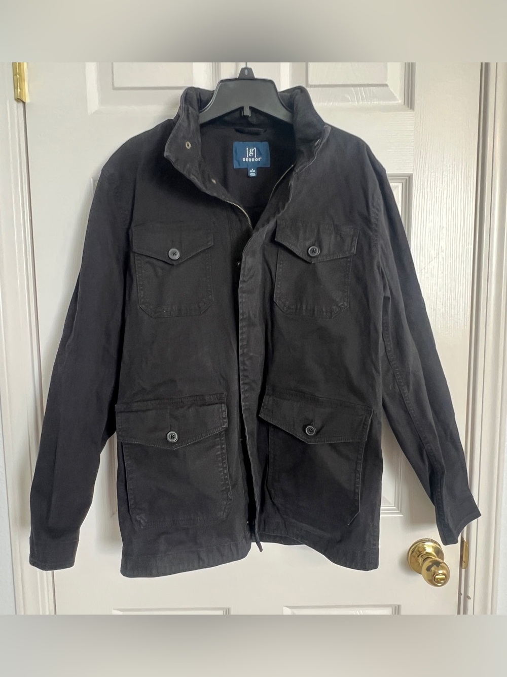 George Black Utility Field‎ Jacket Military Workwear Zip Snap Coat Men's Small